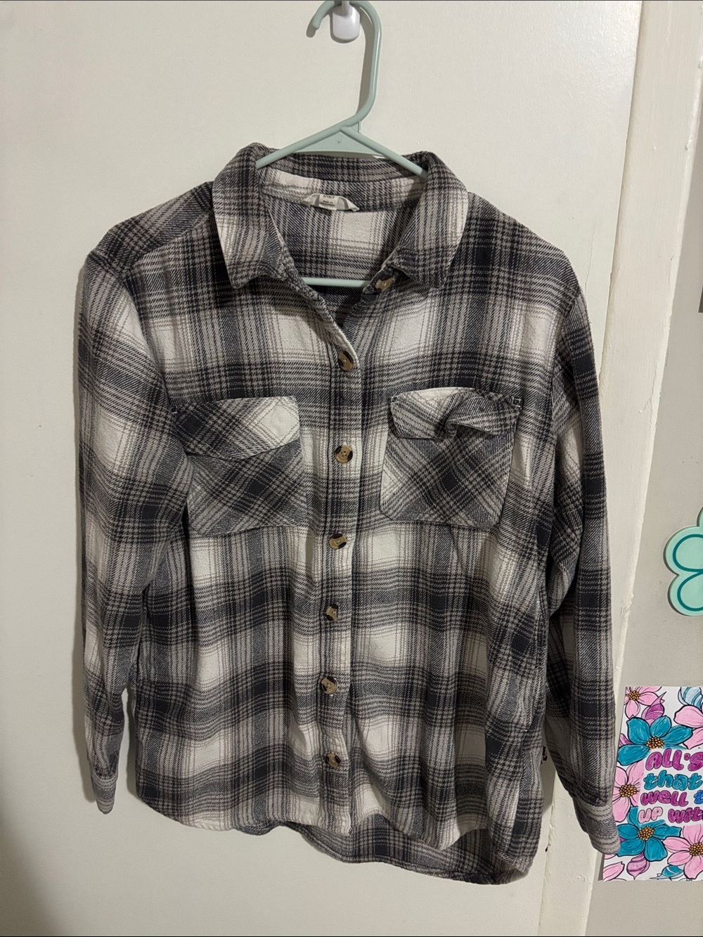 Women's S beachlunchlounge Shacket Gray Plaid - 100% Cotton - Sold by TJX